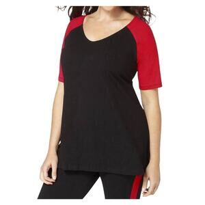 NEW ALWAYS FOR ME plus size baseball shirt in black and red